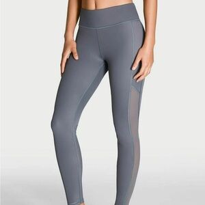 NWT Victoria’s Secret Sport Gray Mesh Panel Insert Knockout Yoga Leggings - L